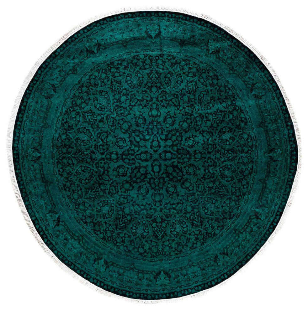 Fine Vibrance, One-of-a-Kind Hand-Knotted Area Rug Green, 6'1"x6'1"