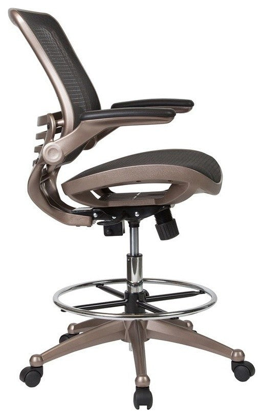 Drafting Chair | Adjustable Height Mid-Back Mesh Drafting Chair with Arms