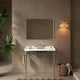 Wall-Mounted White Ceramic Vanity Basin with Stainless Steel Support Legs , Chrome