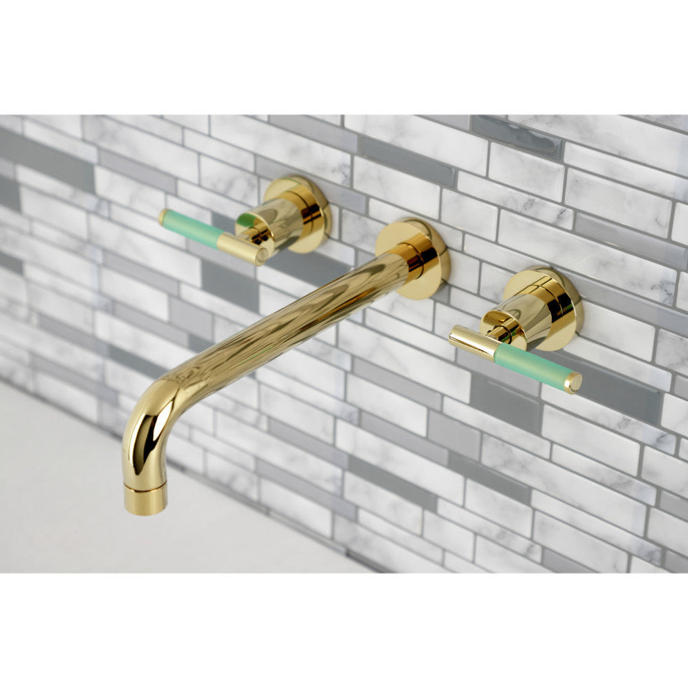 KS8022CKL Two-Handle Wall Mount Tub Faucet, Polished Brass