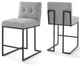 Black Stainless Steel Upholstered Fabric Counter Stool Set of 2 Black Light Gray