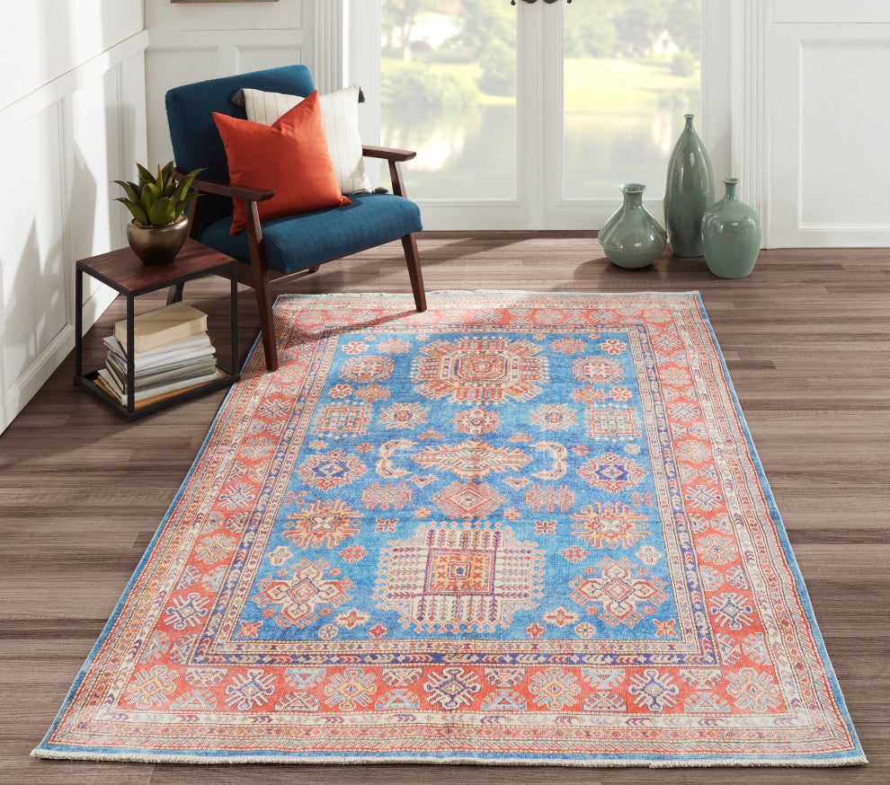 Momeni Chandler Cotton Polyester Traditional Blue Rug 2'3" X 7'6" Runner