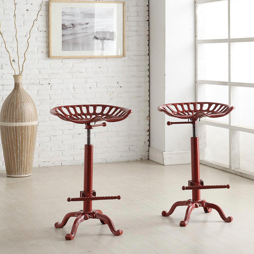 Adjustable Tractor Seat Stool, Red