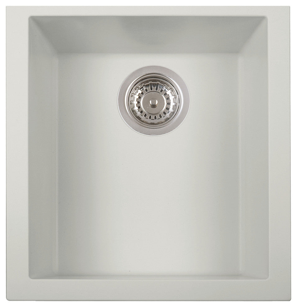 ALFI brand AB1720UM-W White 17" Undermount Rectangular Granite Prep Sink