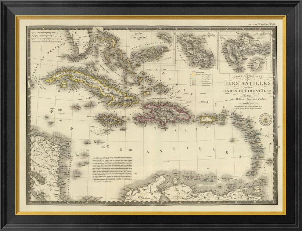 "Iles Antilles ou des Indes Occidentales, 1828"  by Adrien Hubert Brue, 34x26"