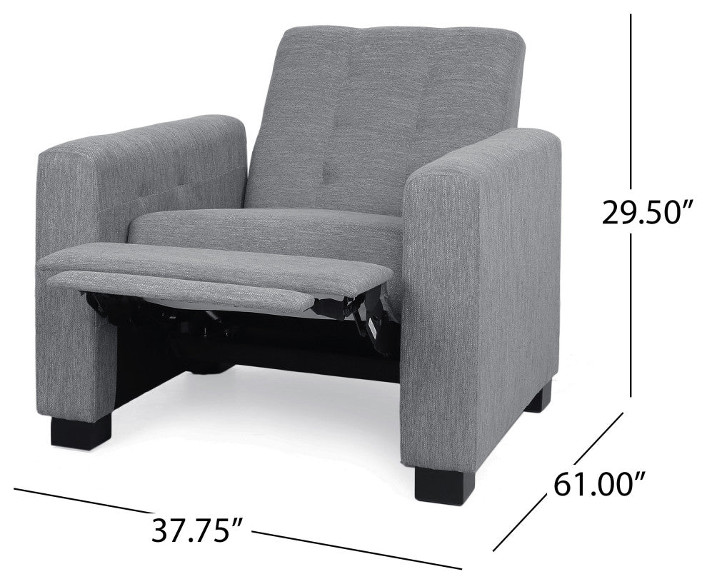 Langseth Contemporary Tufted Pushback Recliner, Grey/Dark Brown, Fabric