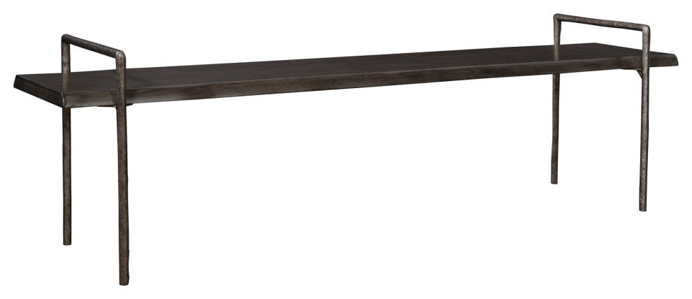 Uttermost 25379 Chandos 76"W Iron Framed Lodge Style Bench - Dark Gray