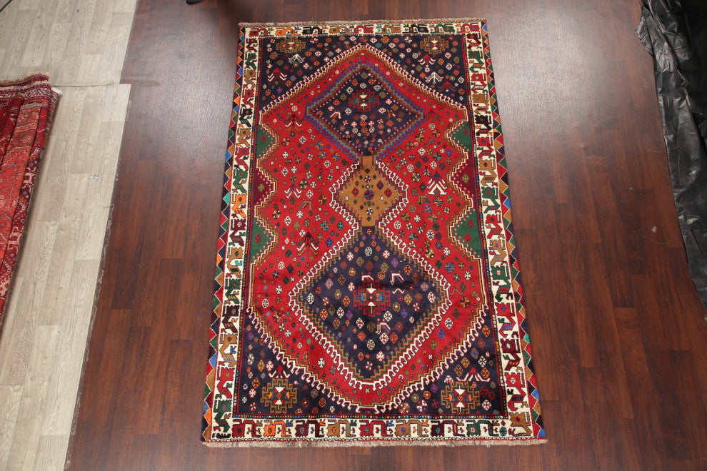 Abadeh Oriental Traditional Hand-Knotted Persian Area Rug, Blue, 9'4"x5'10