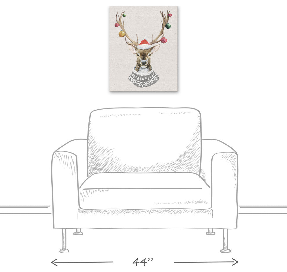 Christmas Deer Sweater 16x20 Canvas Wall Art