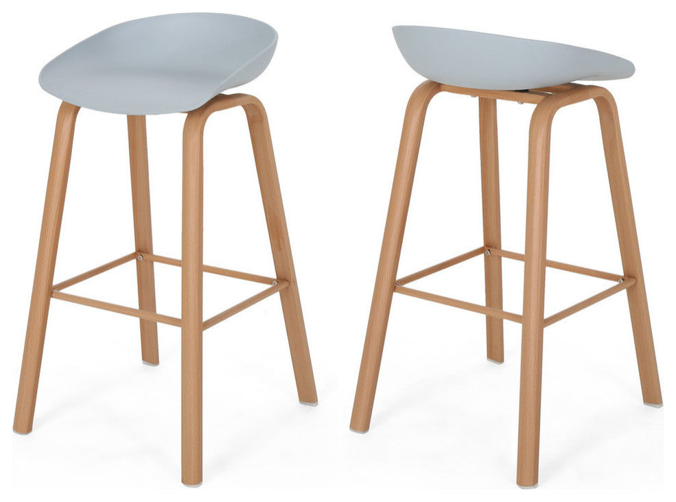 Morgan 30" Modern Barstool With Iron Legs, Set of 2, Gray