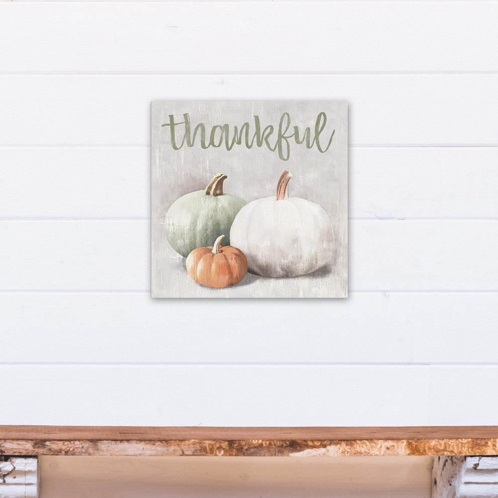 Thankful Colored Pumpkins Print on Canvas