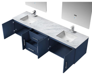 Geneva Transitional Navy Blue 80" Double Vanity Set