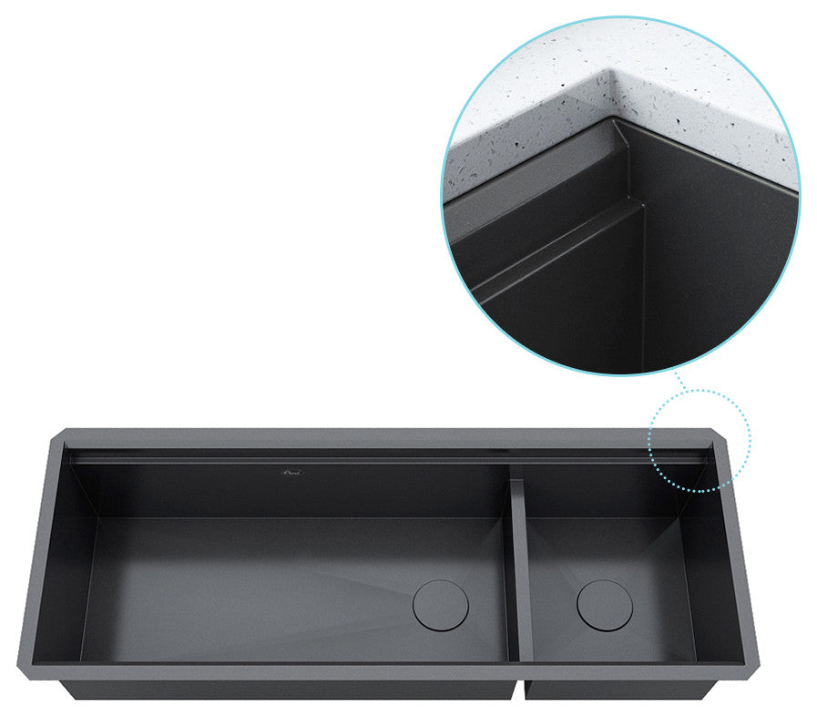 48in. Galaxy Black Undermount Single Bowl Stainless Steel Kitchen Sink Combo