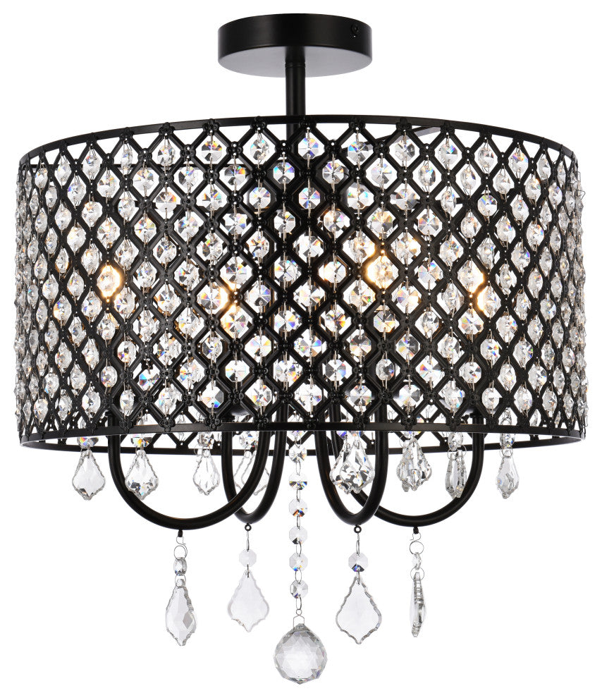 Emelia 17" Flush Mount, Black