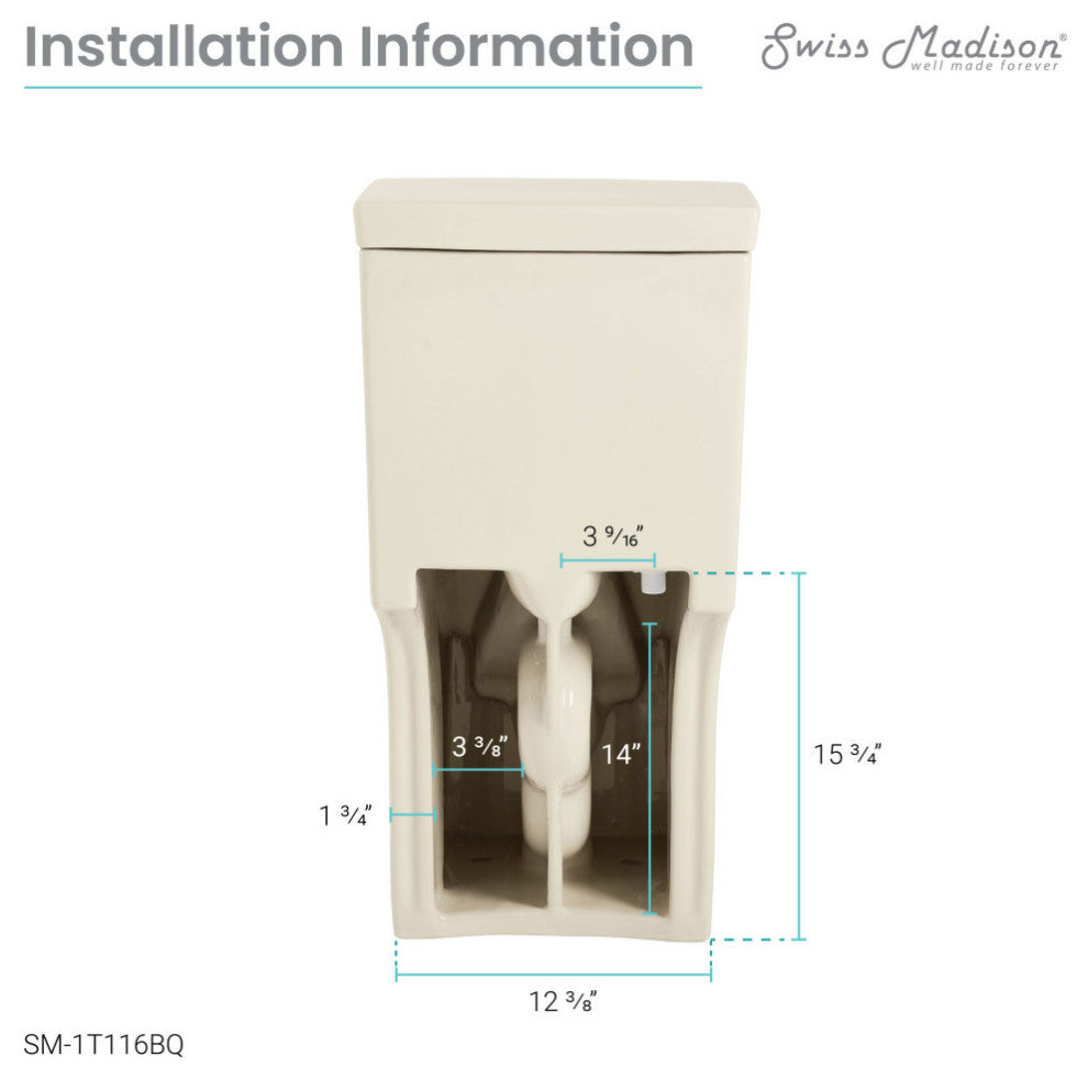 Classe One Piece Toilet with Front Flush Handle 1.28gpf, Bisque