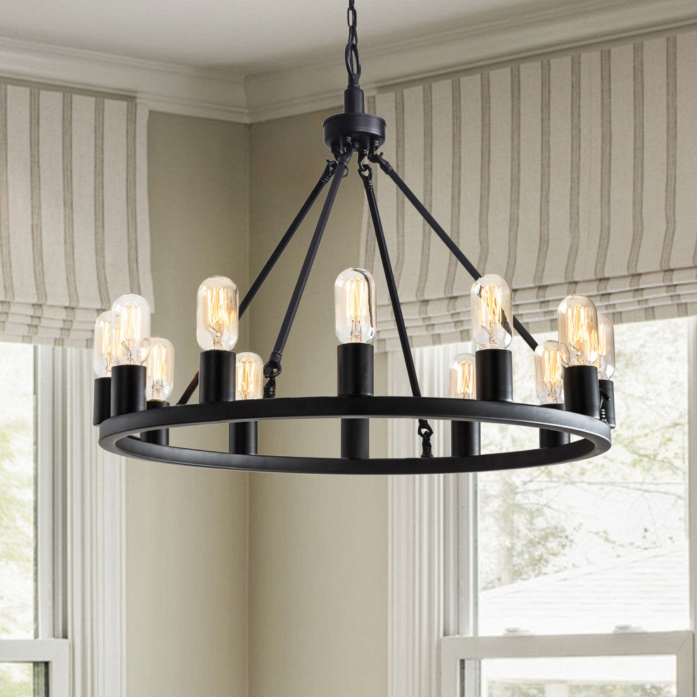 Mia Black 12-light Metal Round Chandelier