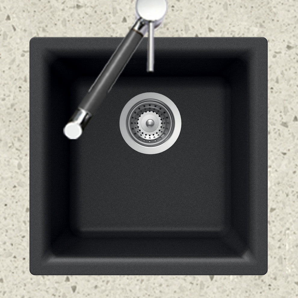 Houzer E-100 Quartztone 15-3/4" Undermount Single Basin Granite - Midnite