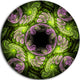 Green And Purple Fractal Flower, Floral Disc Metal Wall Art, 11"