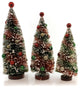 3-Piece Christmas Primitive Tree With Bulbs Plastic Flocked Lg4435