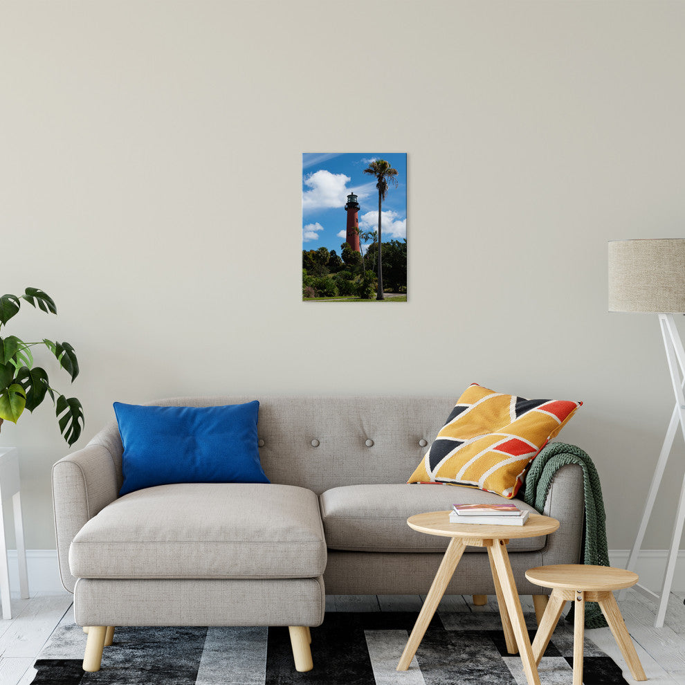 Jupiter Lighthouse Color Coastal Landscape Photo Canvas Wall Art Print, 12" X 16"