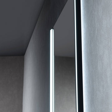 LED Antifog Bathroom Mirror, Dimmer, Adjustable Color, Matte Black, 24x32