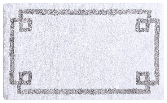 Madison Park Evan High Pile Bordered Bathroom Rug, Blue, White, Runner