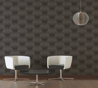 Geometric Faux Textured Wallpaper Featuring 3D Figures, 382042