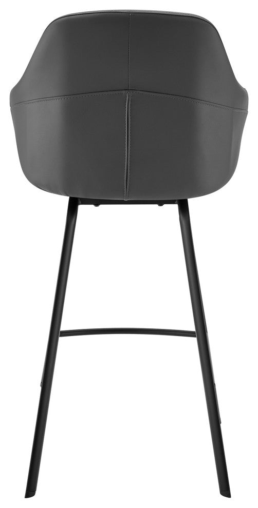 Brigden Gray Faux Leather and Black Metal Swivel 26" Counter Stool