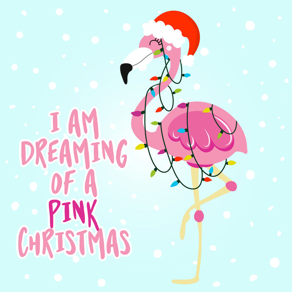 "Pink Christmas" Painting Print on Wrapped Canvas, 24x24