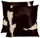 HomeRoots 18" x 18" x 5" Chocolate And White Cowhide Pillow 2-Pack