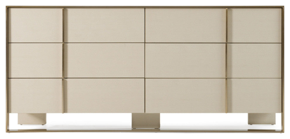 Cartier Beige Velvet + Brushed Brass 4-Piece Bedroom Set, California King