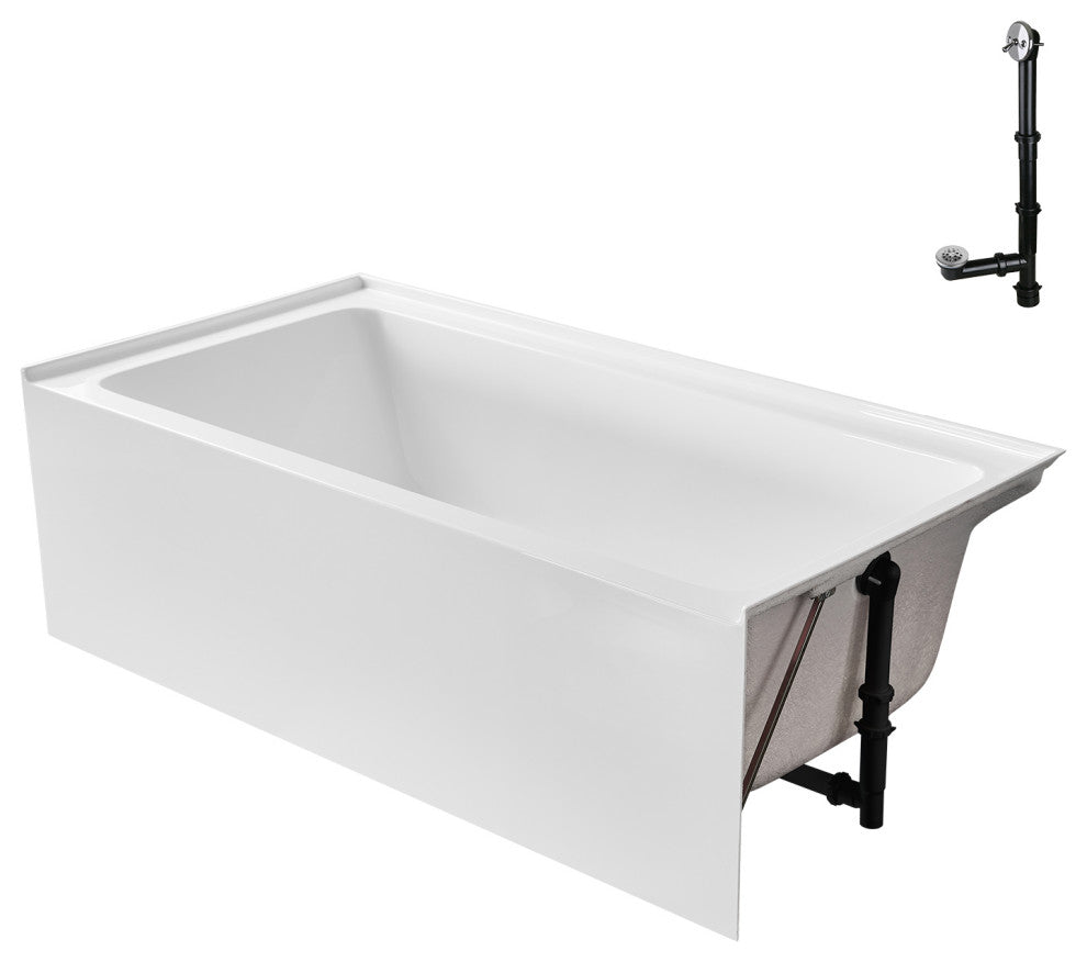 GA-306-14-CH 66"x32" Acrylic Alcove Bathtub, Polished Chrome Drain