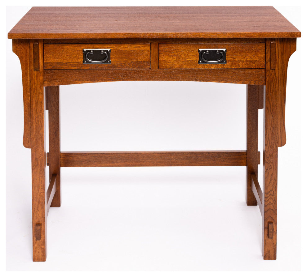 Mission Quarter Sawn Oak Small Desk With 2 Drawers