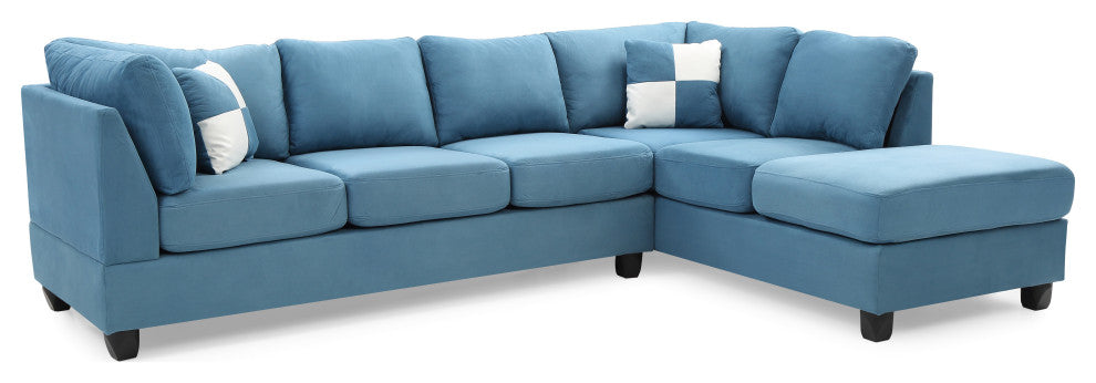 Solana Micro Suede Sectional, Aqua Micro Suede