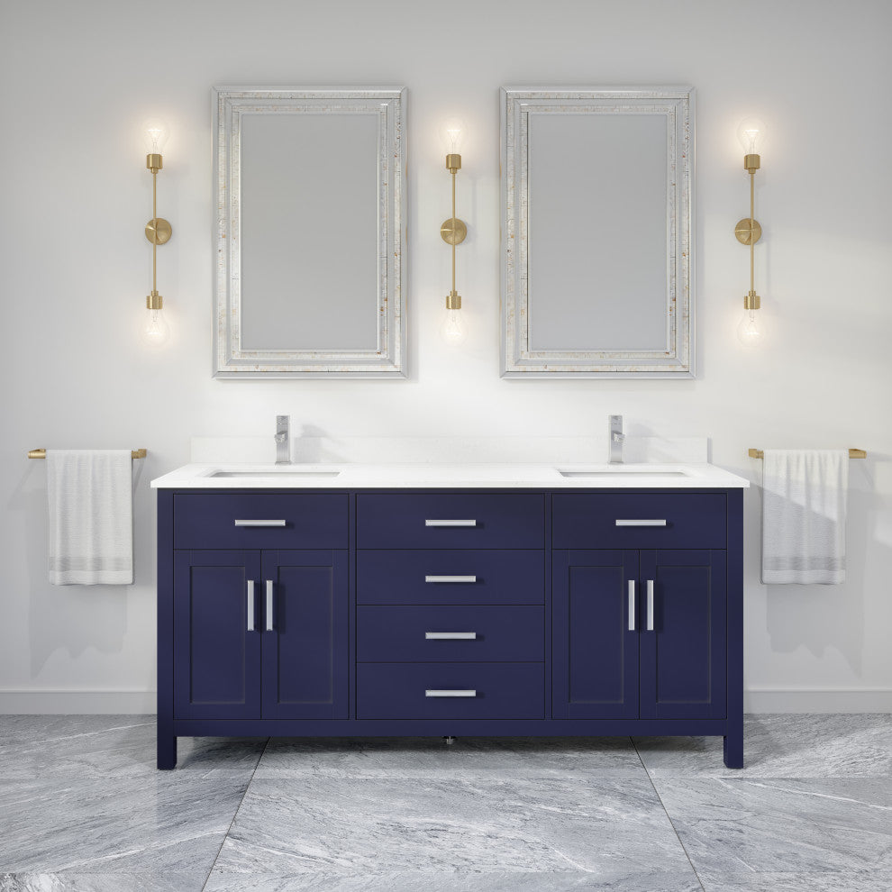Kali Vanity with Power Bar and Drawer Organizer, Navy Blue, 72"