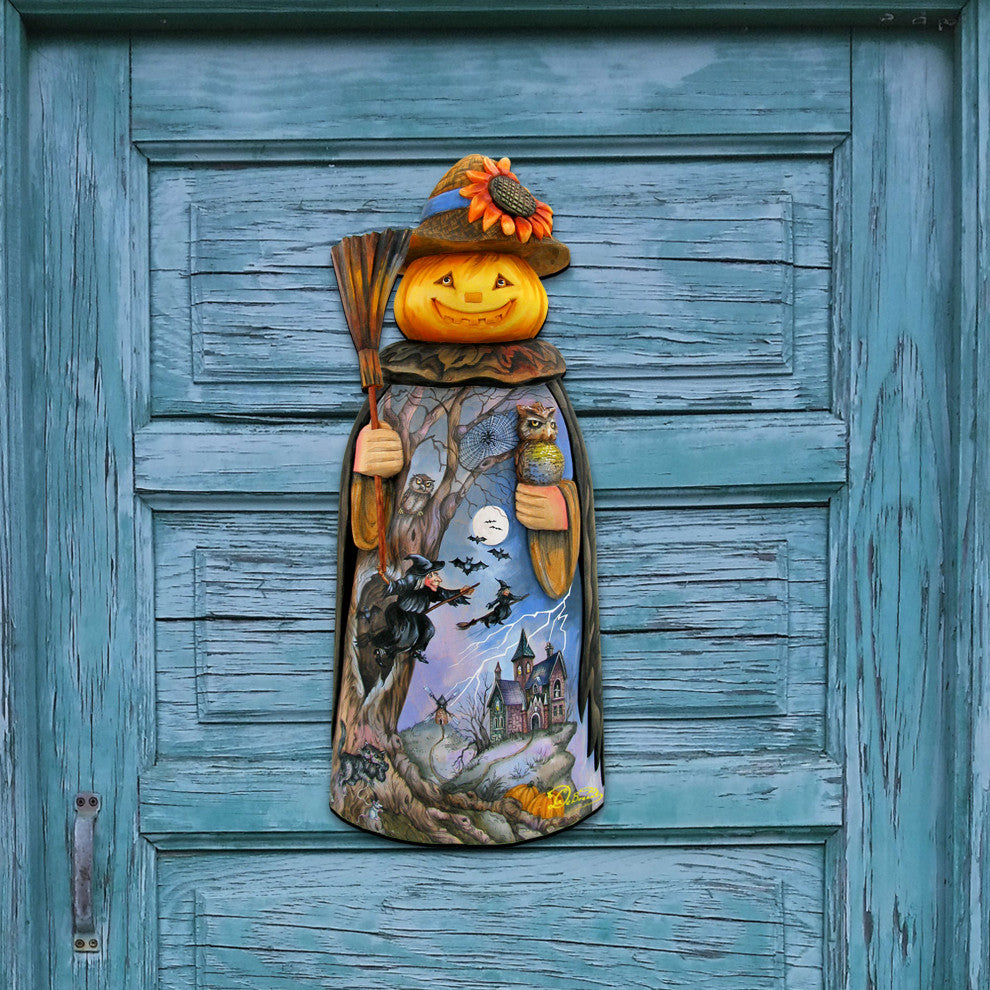 Halloween Scare Craw Pumpkin Head Door Hanger