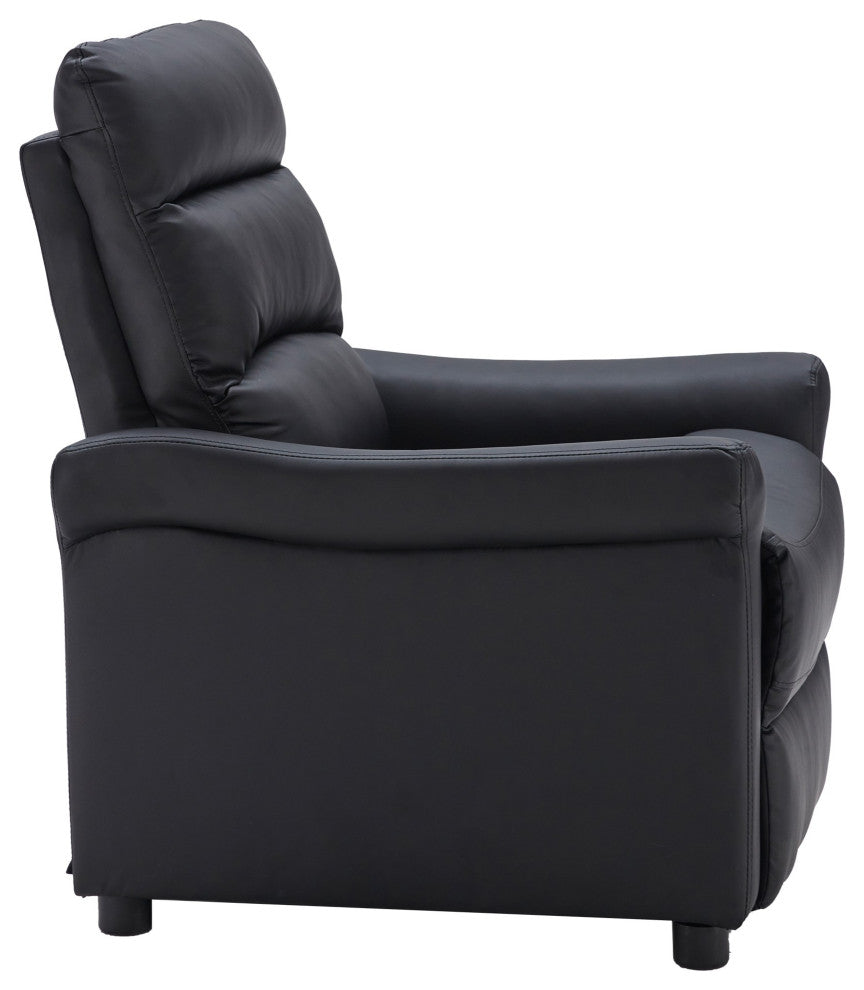 Black Faux Leather Modern Manual Recliner Chair