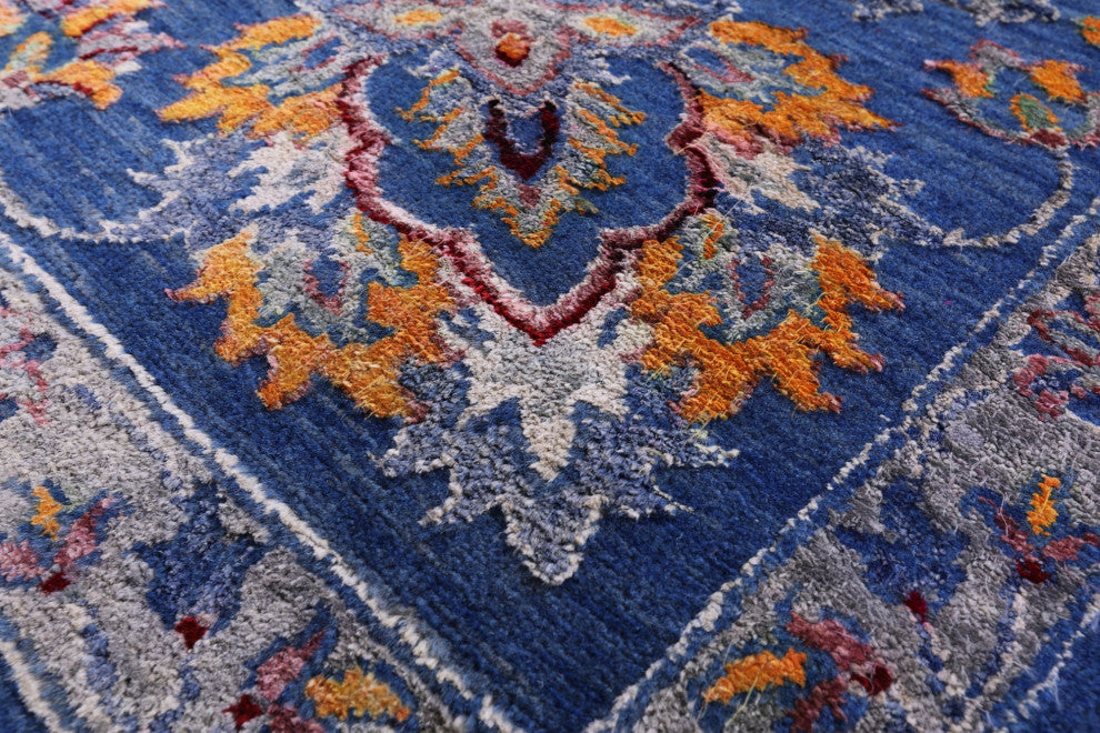 9' 1" X 11' 11" Wool and Silk Persian Hand Knotted Rug Q12089