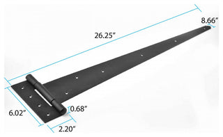 Tee Strap T-Hinge Large Black For Barn Doors or Large Gates 25 1/4" Length