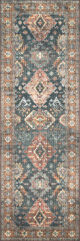 Printed Sea / Rust Skye Area Rug by Loloi II, Sea/Rust, 2'3"x3'9"