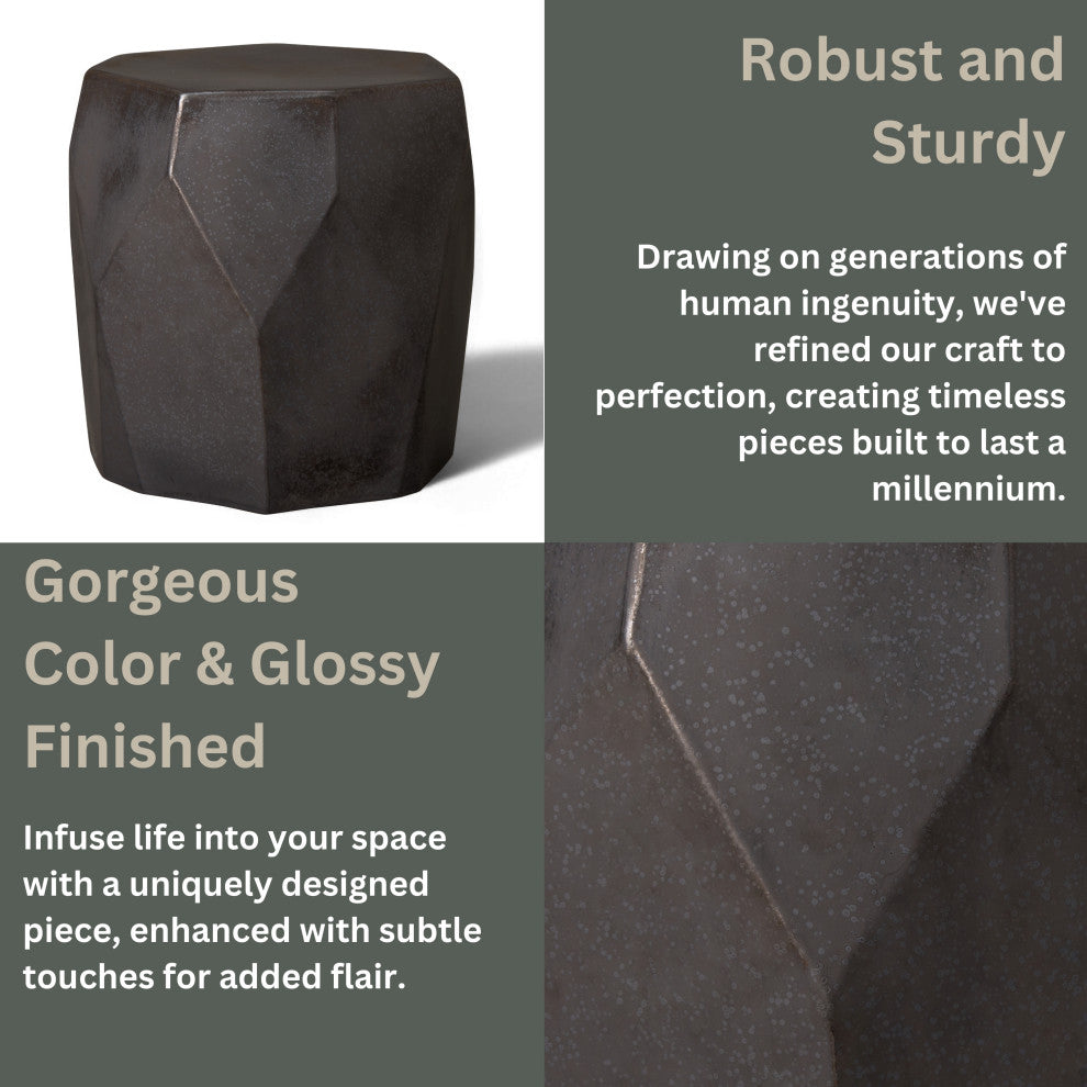 Facet Stool, Gunmetal 17x17x18