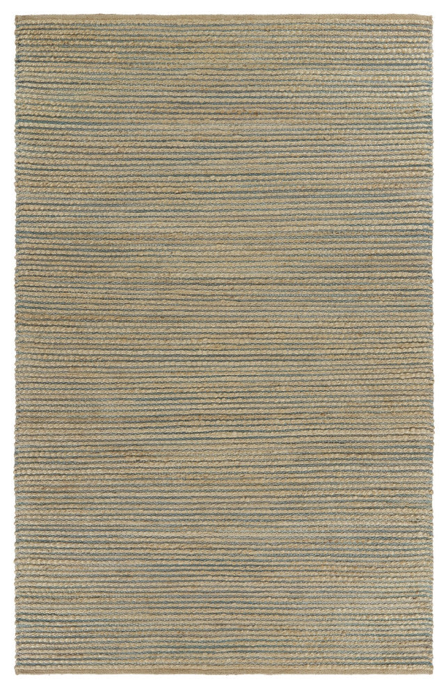 5" x 8" Tan and Blue Undertone Striated Area Rug