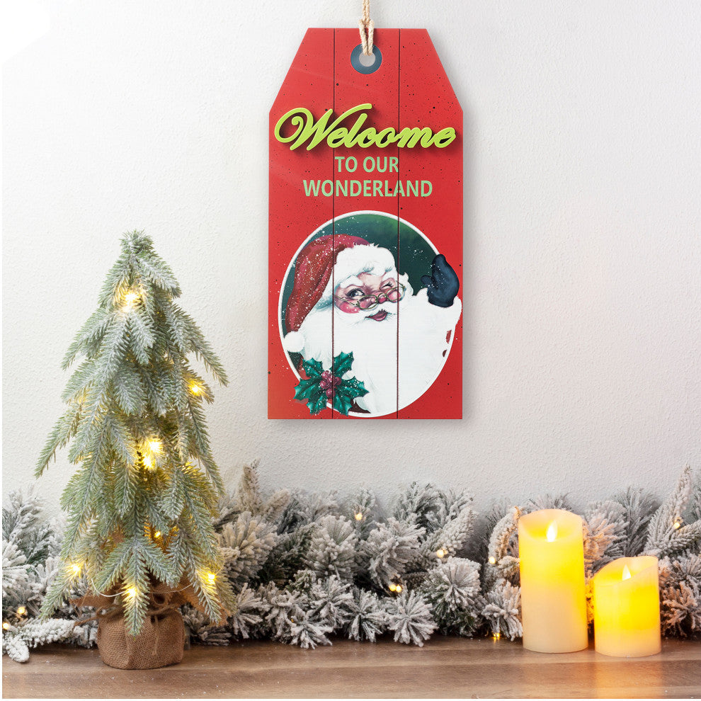18"H Wooden Christmas Santa Door Hanger