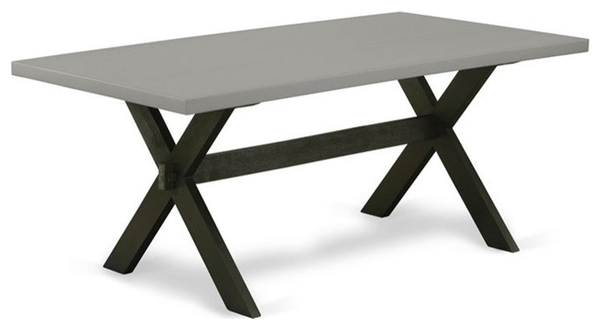 9-Piece Set, Table and 8 Chairs With Dark Gotham Gray, Linen Fabric and Cement
