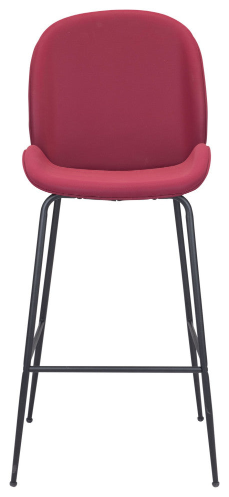 Bar Stool Chair Barstool, Steel Metal, Fabric, Red, Black, Kitchen Cafe Bistro