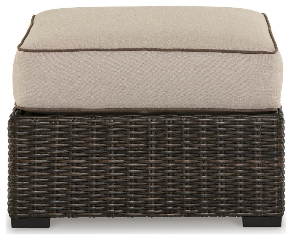 Coastline Bay Brown Outdoor Ottoman With Cushion