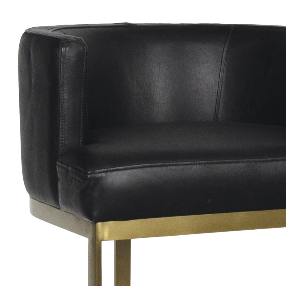 Owen Leather Bar Stool, Modern Black