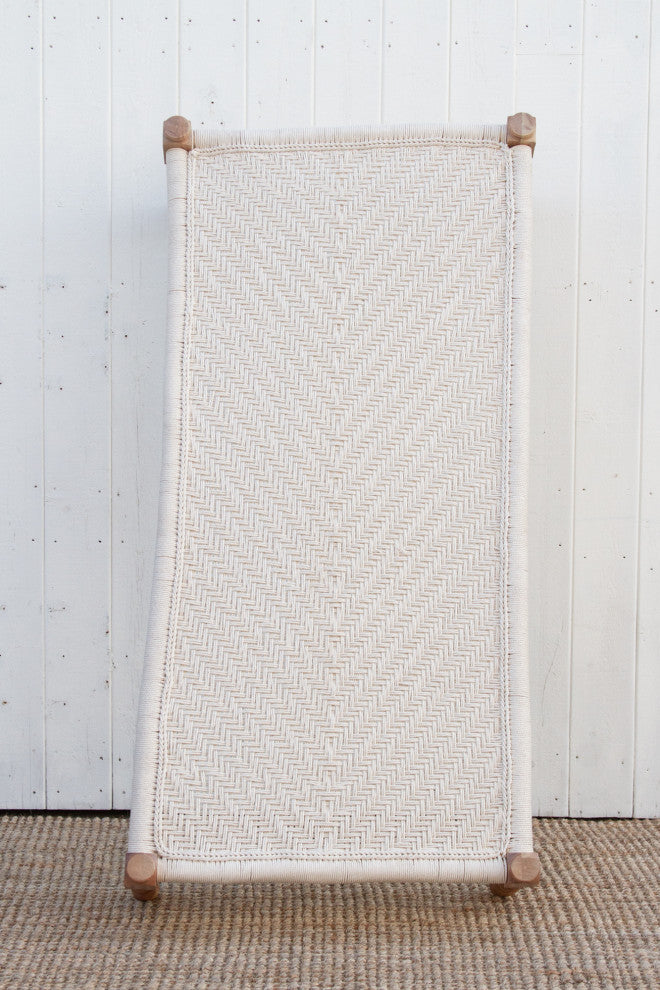 Bleached Wood and White Woven Charpai Coffee Table