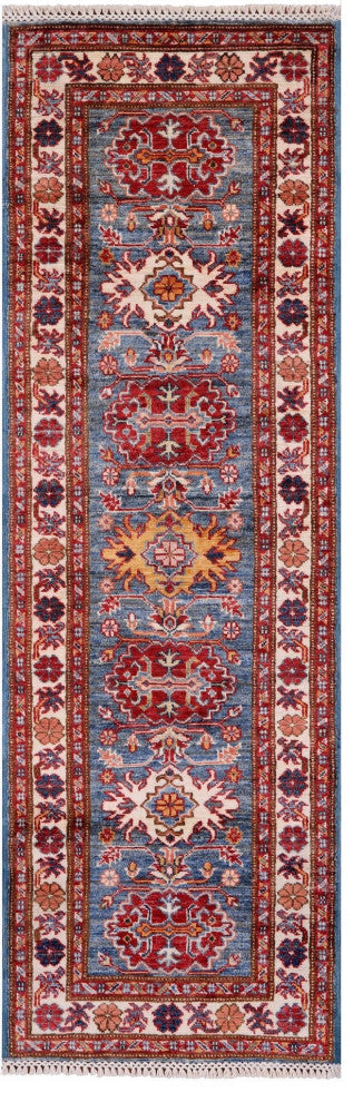 Runner Handmade Geometric Super Kazak Wool Rug 1' 11" X 6' 2" Q10298