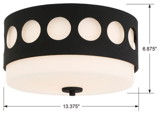 Kirby Two Light Ceiling Mount in Black Forged